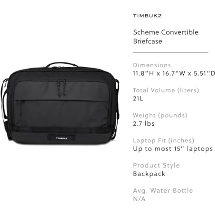 Timbuk2 Scheme Convertible Briefcase (17.30"), multifunktionale Laptoptasche für Geschäftsreisende, Schwarz – Bild 3