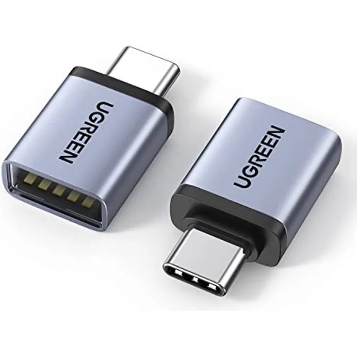 UGREEN USB C auf USB 3.2 Adapter, 10Gbps OTG, 2 Stück, USB C Stecker auf A Buchse, kompatibel mit iPhone 17/16 Series, MacBook Pro/Air, Galaxy Tab S9/S24, grau