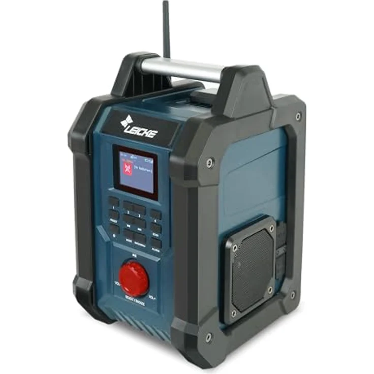 LEICKE Baustellenradio, Digitales DAB+ und FM Radio mit Bluetooth, AUX, 4000mAh Akku, 2 x 15W Lautsprechern und 2.4-Zoll LCD Display, IP54 Schutz – Bild 1