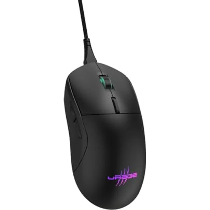 uRage Reaper 250 Gaming-Maus mit Kabel (Rainbow LED, 6.200 dpi, ultra leicht, Rechtshänder, 6 programmierbare Tasten) schwarz – Bild 2