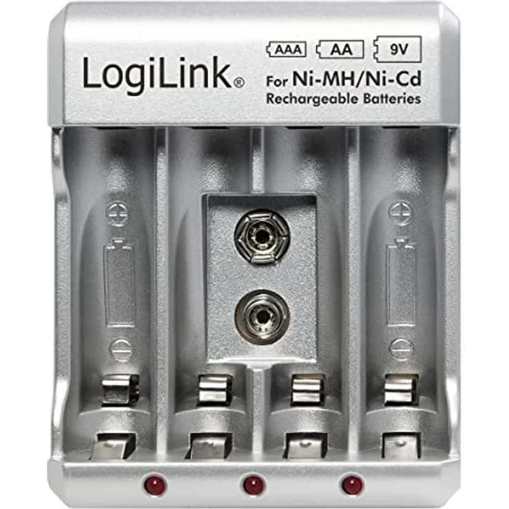 LogiLink PA0168 Akku-Ladegerät für ''AA-AAA-9V Ni-MH-Ni-Cd Akkus'' Silber – Bild 2