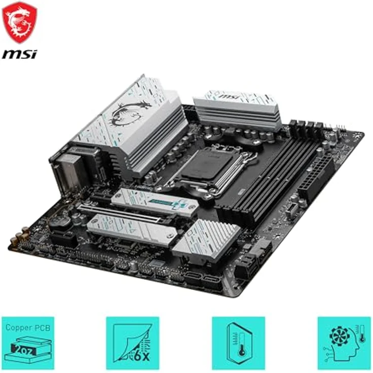 MSI B650M Gaming Plus WiFi Motherboard, mATX - Unterstützt AMD Ryzen 8000/7000 Prozessoren, AM5 - DDR5 Memory Boost 7800+ MHz/OC, PCIe 4.0 x16, M.2 Gen4, Wi-Fi 6E – Bild 4