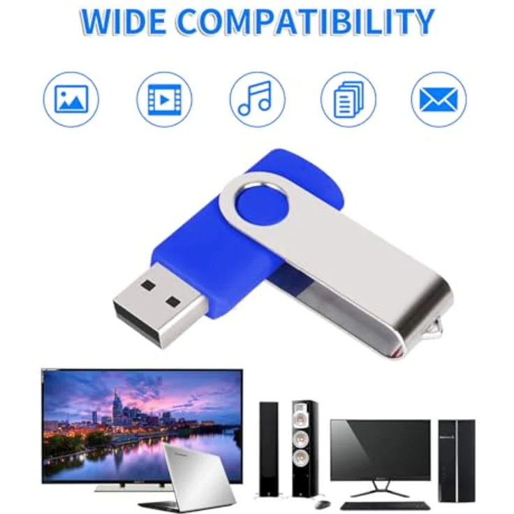 AreTop USB-Sticks 4GB 10 Stück, High Speed USB 2.0 Metall Speicherstick mit 360-Grad-Drehung (Blau) – Bild 5
