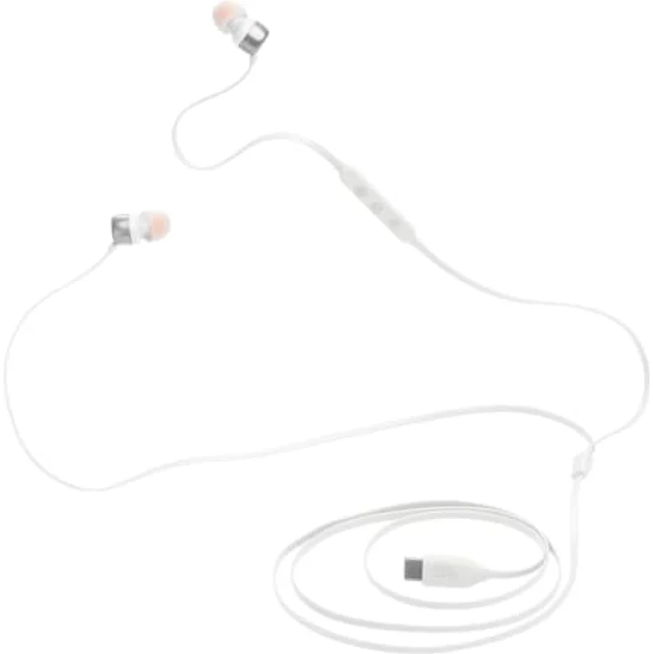 JBL Tune 310 C Kopfhörer – Kabelgebundene In-Ear-Kopfhörer Pure Bass Sound, Mikrofon und USB-C-Anschluss – Weiß – Bild 1