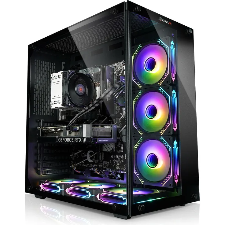 Kiebel Panorama Gaming-PC, AMD Ryzen 5 5500, 16 GB RAM, 1000 GB SSD, GeForce RTX 3050, Schwarz