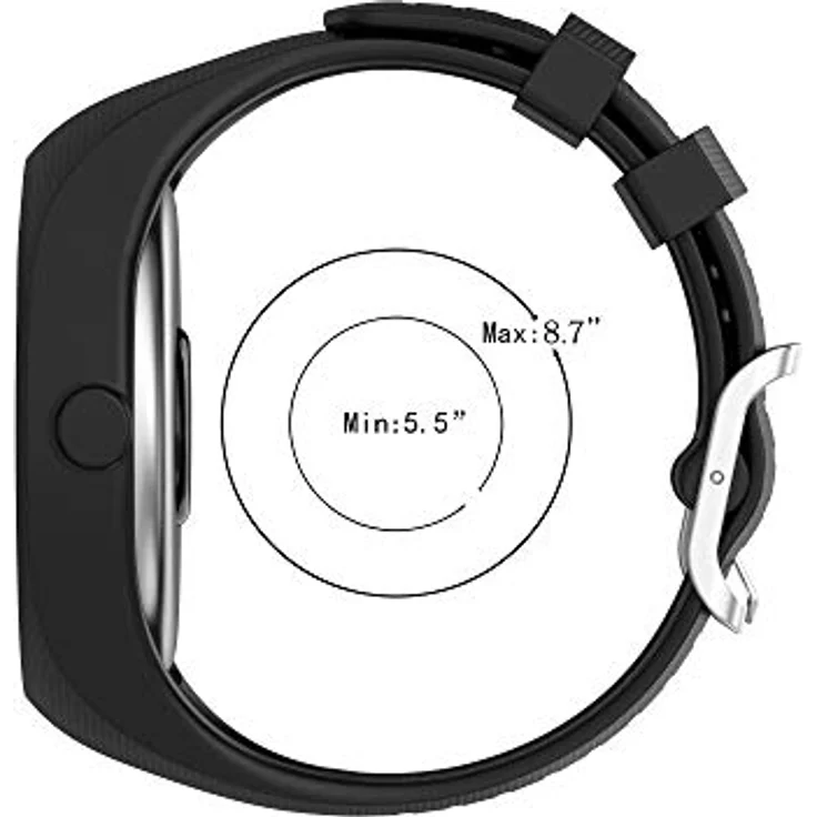 INF Ersatzarmband für Polar M200, Silikon schwarz, wasserabweisend, verstellbar für Handgelenke 140-220 mm, 24 mm Breite – Bild 3