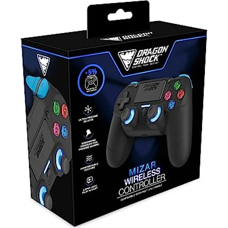 Dragonshock DSCPS4-BK, Analog / Digital Gamepad für PlayStation 4, kabellos, Bluetooth, schwarz, Versandkostenfrei – Bild 2
