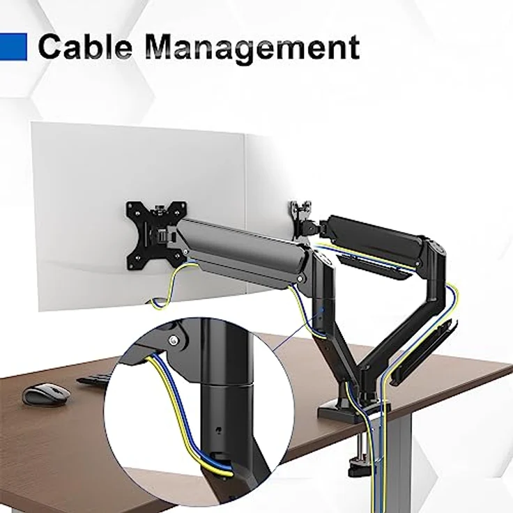 GRIFEMA Monitor Halterung 2 Monitore, für 13-32 Zoll Bildschirm, Monitor Stand Dual Monitor Arm Höhenverstellbar Drehungbar, Monitorhalterung Max 9Kg, Bildschirmhalterung Vesa 75x75/100x100 – Bild 5