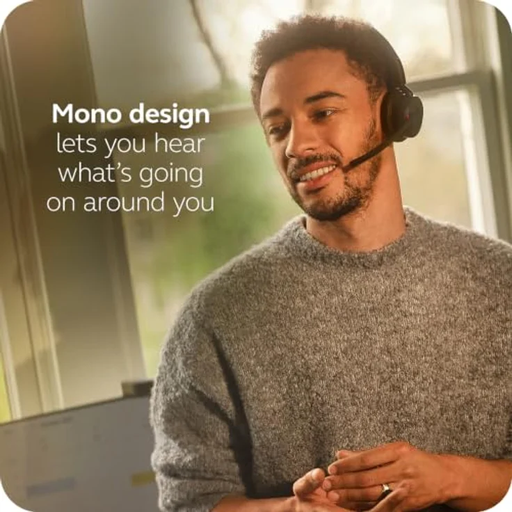 Jabra Evolve3 45 Mono, LINK 390a, UC On Ear Headset, kabellos, Bluetooth®, Schwarz, leichtes Design, klare Sprachübertragung – Bild 4