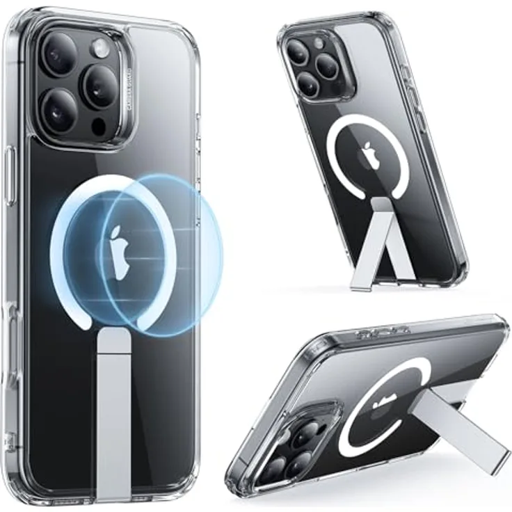 ESR iPhone 16 Pro Hülle mit Ständer, MagSafe-kompatibel, Militärnorm Schutz, stoßfest, klar