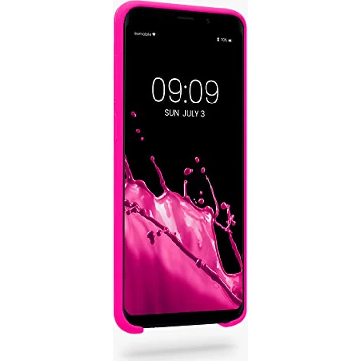 kwmobile Samsung Galaxy S9 Plus Hülle - Silikon Case - Weiche Oberfläche - Kabelloses Laden - Neon Pink – Bild 2