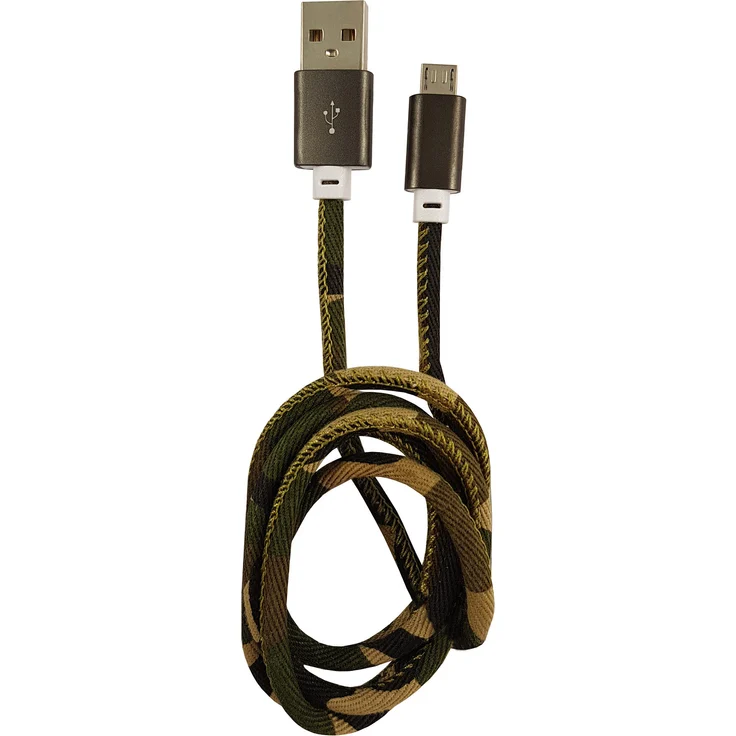 LC-Power LC-C-USB-MICRO-1M-5, USB A zu Micro-USB Kabel, 1m, Camouflage grün, USB 2.0, Schnellladung bis 2A