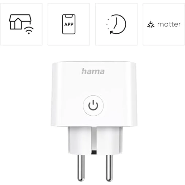 Hama WLAN Steckdose (wlan gesteuerte mit Matter Smart Home, universal, mit App und Sprachsteuerung, als Zeitschaltuhr, Funksteckdose, 3680 W) – Bild 2