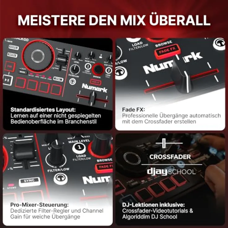Numark Mixtrack Go, tragbarer 2-Kanal DJ Controller mit Serato DJ Lite, Bluetooth-MIDI und USB-C Anschluss – Bild 3