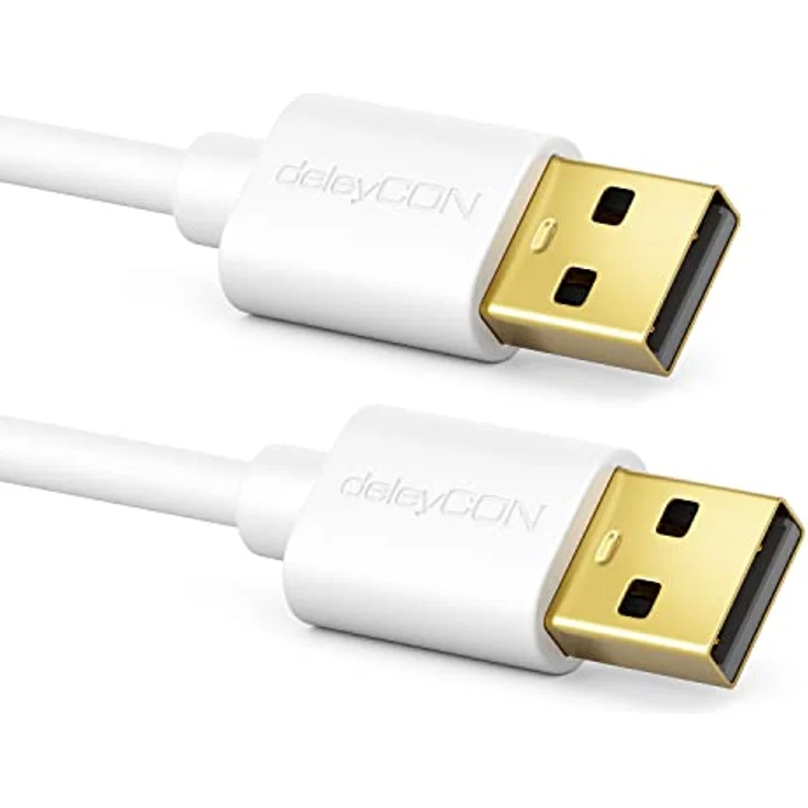 deleyCON 5m USB 2.0 A-Stecker auf A-Stecker Kabel, hochwertige Schirmung, bis zu 480 Mbps, Weiß – Bild 3