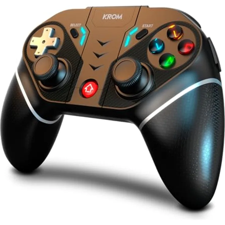 Krom Kexal, Gaming Controller für Android, iOS, PC und Switch, Schwarz, Weiß, Rot, kabellos und verkabelt mit D-Pad und Funktionsknöpfen