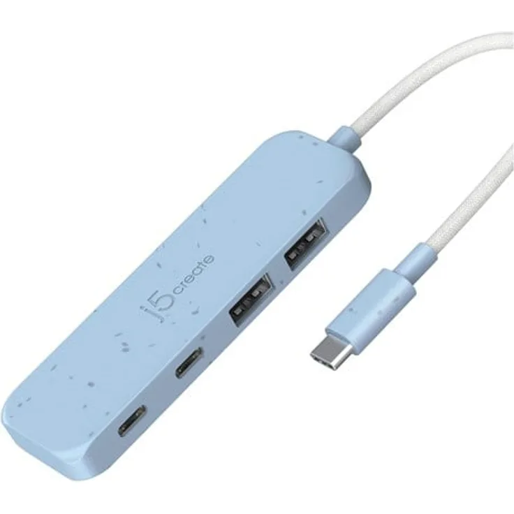 j5create JCH342EC, umweltfreundlicher USB-C Hub mit 4 Ports, 2 x USB 3.2 Gen 2 und 2 x USB-C 3.2 Gen 2, Blau