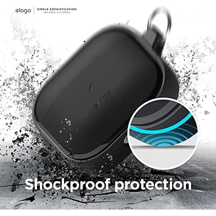 elago EDC Etui mit Schlüsselanhänger Kompatibel mit AirPods 3 Case Cover - Stoßabsorbierendes Design, strapazierfähiges TPU Material, unterstützt drahtloses Laden, Ganzkörperschutz (Schwarz) – Bild 4