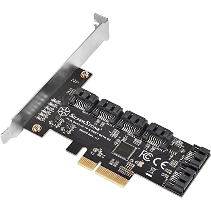 SilverStone Technology ECS06, 6-Port-SATA-Gen3- (6 Gbps) Non-RAID-PCI-Express-Gen3-x2-Karte, SST-ECS06