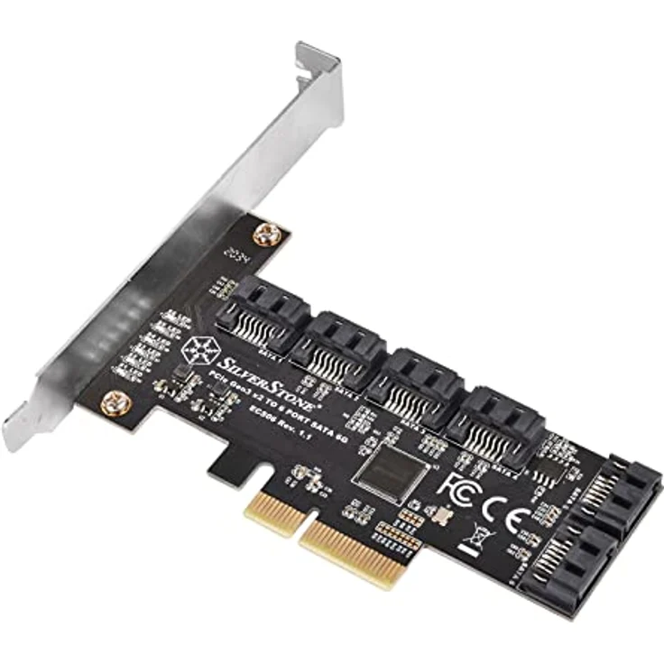 SilverStone Technology ECS06, 6-Port-SATA-Gen3- (6 Gbps) Non-RAID-PCI-Express-Gen3-x2-Karte, SST-ECS06 – Bild 1