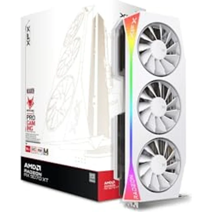 XFX Mercury AMD Radeon RX 9070XT OC White Magnetic Air Edition Grafikkarte mit RGB 16GB GDDR6 HDMI 3xDP, AMD RDNA™ 4 (RX-97TMARGW9) – Bild 1