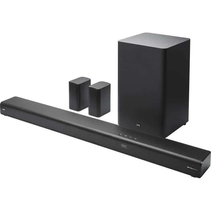 JVC TH-E874B, 5.1.2-Kanal Soundbar mit Dolby Atmos und kabellosem Subwoofer, Schwarz