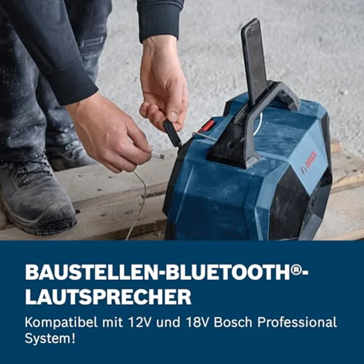 Bosch Professional 18V/12V System Akku-Bluetooth-Lautsprecher GPB 18V-6 C, Kristallklarer Sound, Multi-Speaker Sound, IP54, ohne Akku/Ladegerät – Bild 3