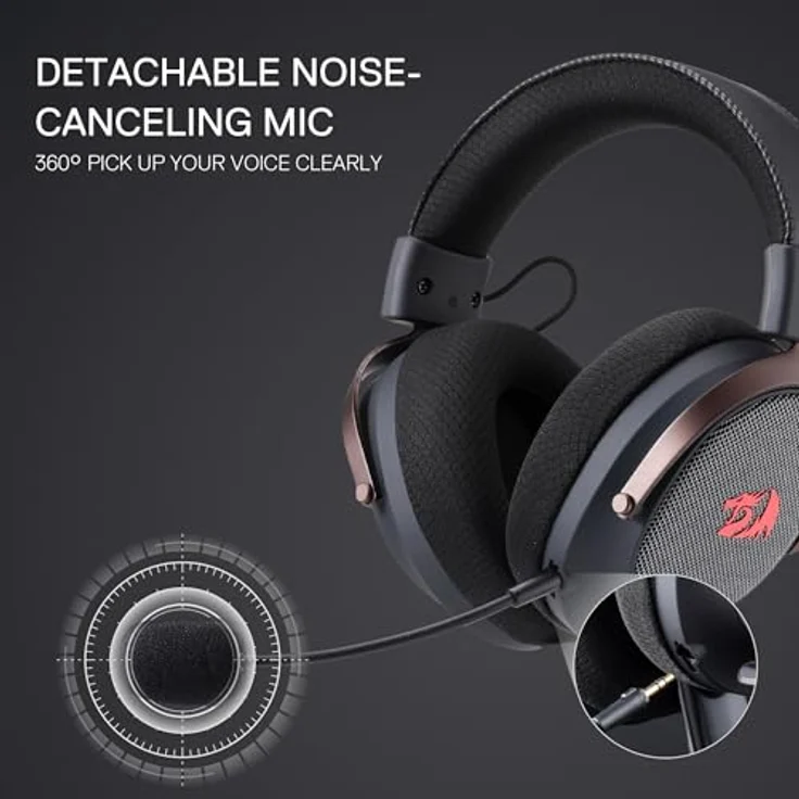 Redragon Arrow Pro H858, Wireless Bluetooth Gaming Headset mit 53-mm-Treibern und 7.1 Surround-Sound, schwarz – Bild 5