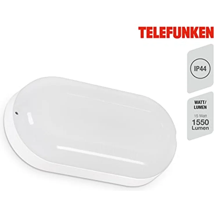 Telefunken - Led Wandleuchte Innen, Led Deckenlampe, Werkstatt, Keller, Garage, Neutralweißes Licht, 15 W, 1550 Lm, 20 cm, Weiß – Bild 2