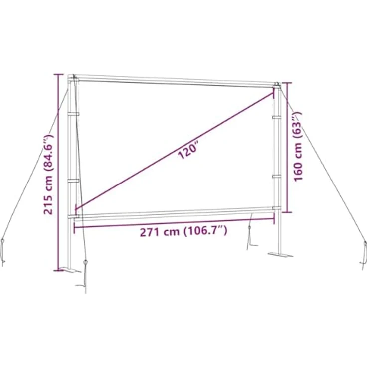vidaXL Beamer Leinwand 120 Zoll 16:9 mit Ständer, portable Projektionswand aus 100% Polyester für Heimkino und Präsentationen – Bild 3