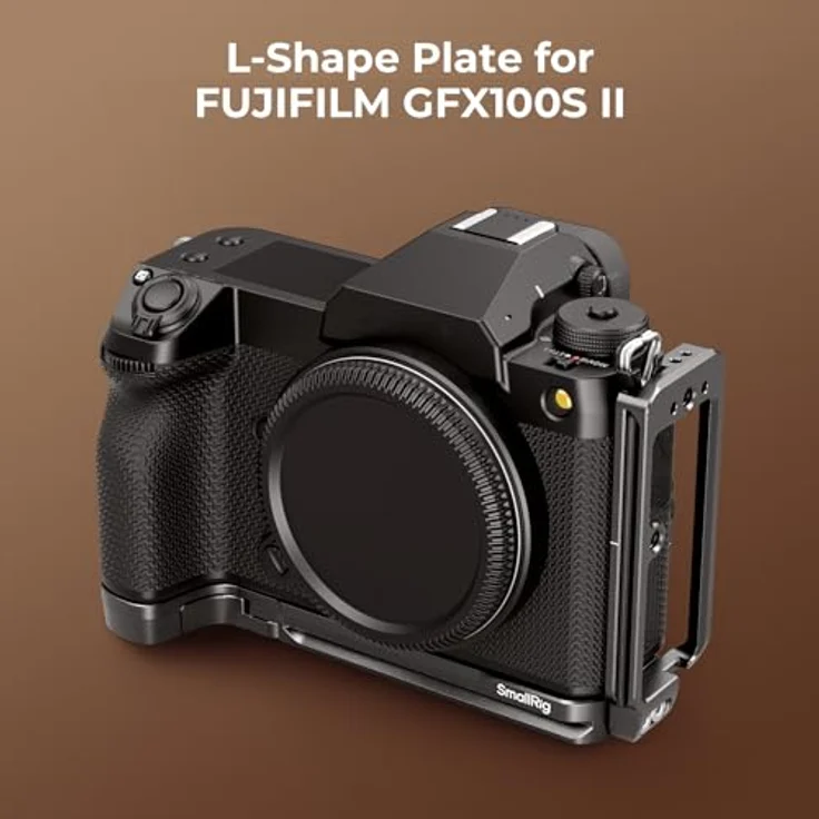 SMALLRIG L-Shape Plate für FUJIFILM GFX100S II, L-Halterung für Arca-Swiss, mit 1/4"-20 Gewindelöchern, QD-Buchse, Cold Shoe Halterung - Unterstützt horizontale und vertikale Aufnahmen - Schwarze edition – Bild 2