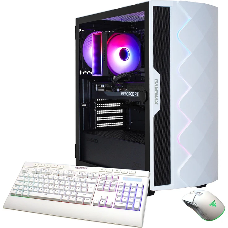 GAMEMAX Diamond WT 8051, Gaming-PC mit AMD Ryzen 5 5500, 16GB RAM, 480GB SSD, NVIDIA GeForce RTX 5050, vorinstalliert mit Windows 11
