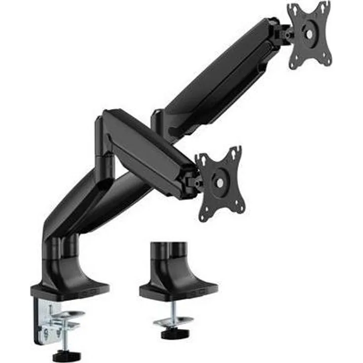 Deltaco ARM-536-2, Montageset für 2 LCD-Displays und gebogene Displays, Gasfeder bis 16 kg, Schwarz, Tischhalterung