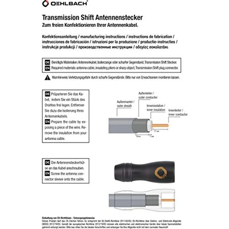 Oehlbach Transmission Shift M, vergoldeter Antennenstecker IEC Koax (m), schraubbar für TV/Radio Anschluss, 75 Ohm, 1 Stück – Bild 3