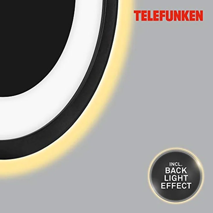 TELEFUNKEN - LED Außenwandleuchte, Außenwandlampe 1-flammig, inkl. Backlight Effekt, inkl. Dekorplatte, 15 Watt, 2.000 Lumen, 4.000 Kelvin, IP44, Weiß/Schwarz, Rund, Ø 28cm – Bild 4