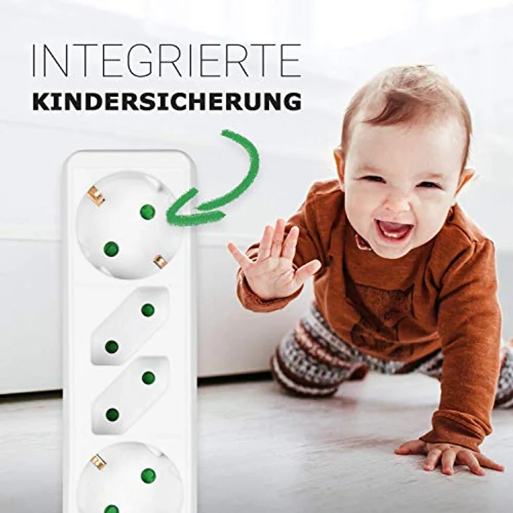 HEITECH Steckdosenleiste, 250 V, 4-fach, mit Schalter, weiß – Bild 5
