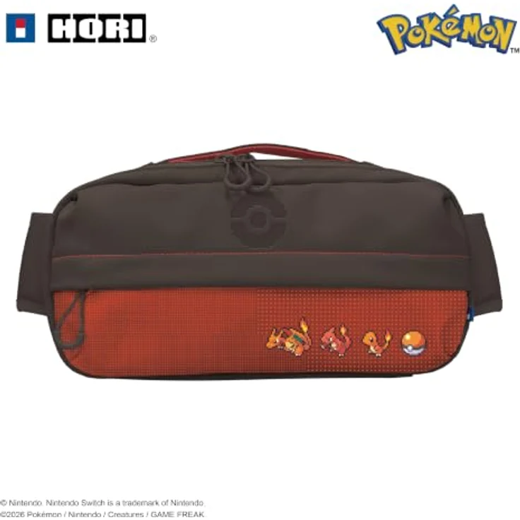 HORI Adventure Pack (Pokémon Pixel Red), Crossbody-Tasche für Nintendo Switch 2, rot mit verstellbarem Schultergurt und speziellen Aufbewahrungsfächern – Bild 1
