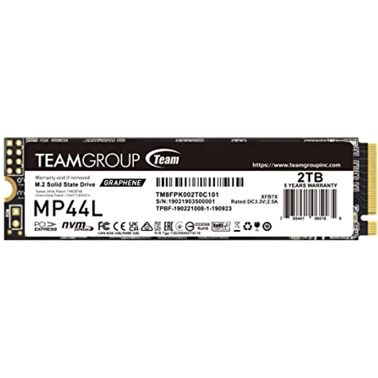 TEAMGROUP MP44L 2TB SLC Cache NVMe 1.4 PCIe Gen 4x4 M.2 2280 Laptop & Desktop SSD (R/W Geschwindigkeit bis zu 4.800/4.400MB/s) TM8FPK002T0C101
