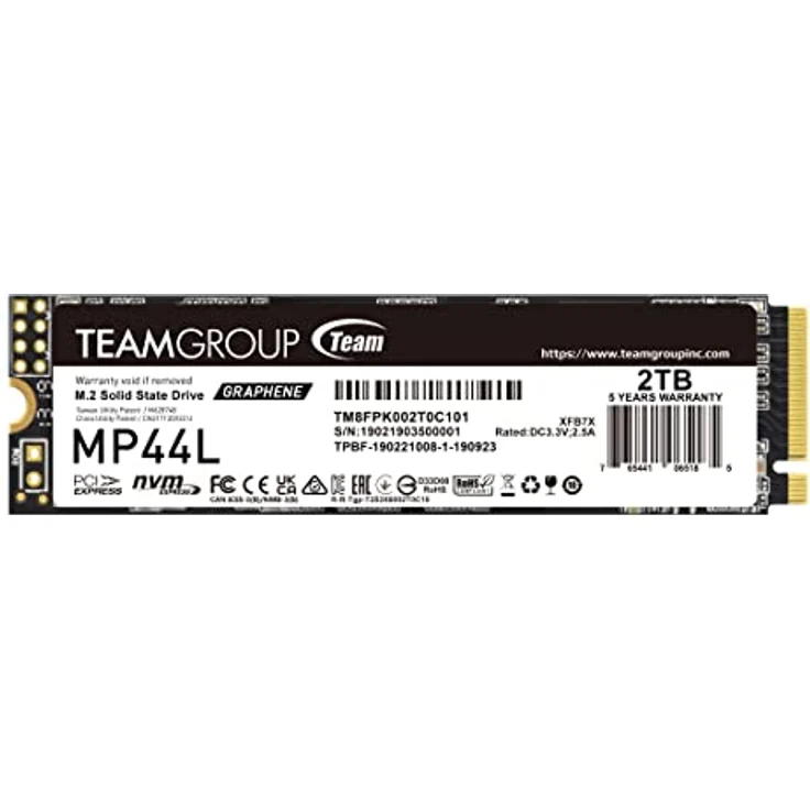 TEAMGROUP MP44L 2TB SLC Cache NVMe 1.4 PCIe Gen 4x4 M.2 2280 Laptop & Desktop SSD (R/W Geschwindigkeit bis zu 4.800/4.400MB/s) TM8FPK002T0C101 – Bild 1