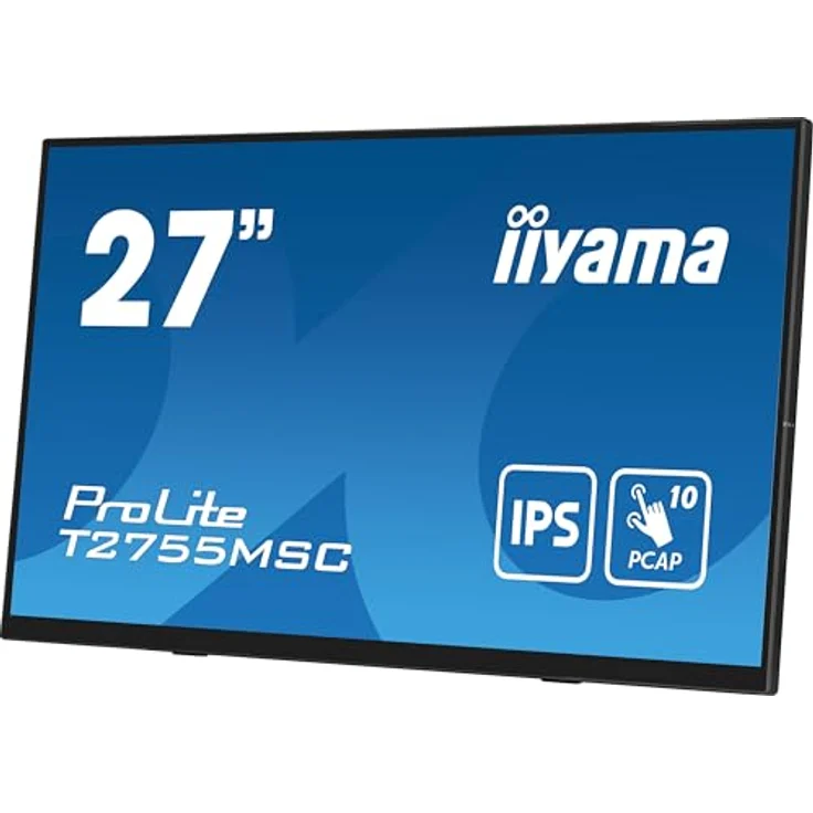iiyama Prolite T2755MSC-B1 68,6 cm 27" IPS LED-Monitor Full-HD 10 Punkt Multitouch kapazitiv HDMI DP Audio-Out USB3.2 7H Anti-Fingerprint schwarz, Office-Monitor mit Edge-to-Edge-Glasdesign und flexiblem Standfuß – Bild 4