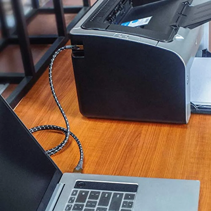 Oehlbach Primus USB-Kabel Typ B 2.0 - State of the Art - High Speed 480 Mb-s hochflexibel Metallstecker HPOCC 3-Fach Schirmung - Drucker, Scanner, Audio Verstärker 50 cm, Schwarz-Gold - Preisvergleich – Bild 2