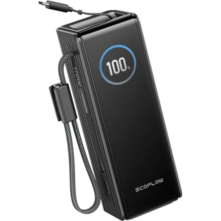 EF ECOFLOW Rapid Powerbank 25 000 mAh, 170 W tragbares Ladegerät mit 100 W USB-C Anschluss und integrierten Kabeln, schwarz – Bild 1