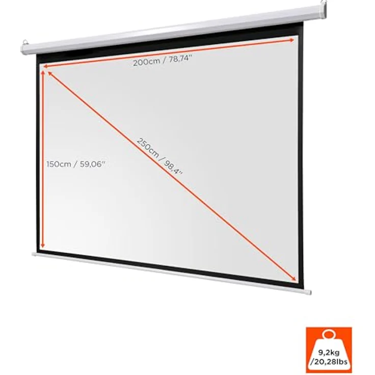 Celexon basic line Motorleinwand 200 x 150cm,Heimkino-Leinwand,Leinwand Format 4:3, Beamerleinwand, – Bild 2