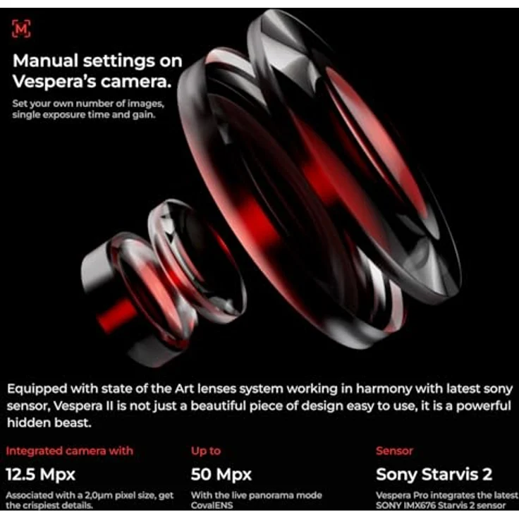 Vaonis Vespera Pro, Teleskop mit 12,5 MP Kamera, F/5 Apochromatisches Objektiv, automatischer Ausrichtung und Verfolgung, kompakt und leicht – Bild 2