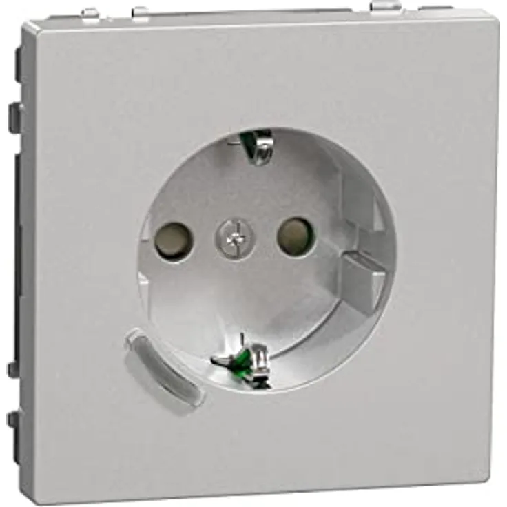 Merten - Wiser Connected Schuko-Steckdose 16A TPL Edelstahl System Design Smart Steckdose, Kompatibel mit Amazon Alexa oder Google Home, Smart Home WiFi Steckdose, MEG2380-6036