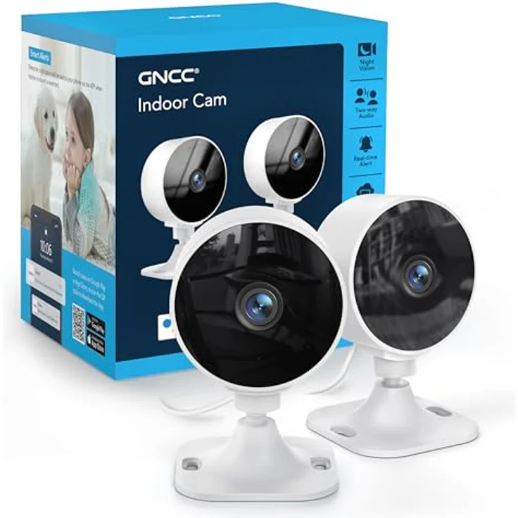 GNCC 2 Pack Überwachungskamera Innen, 1080P Full HD mit 10M Nachtsicht, 2.4G WLAN, Zwei-Wege-Audio und Bewegungs-/Tonerkennung – Bild 1