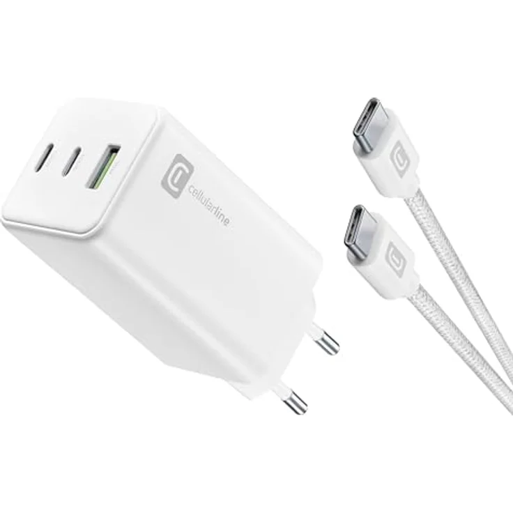 Cellularline 3 Port Multipower Kit 100W GaN White Reiselader Ladegerät (USB-A + USB-C) – Bild 1