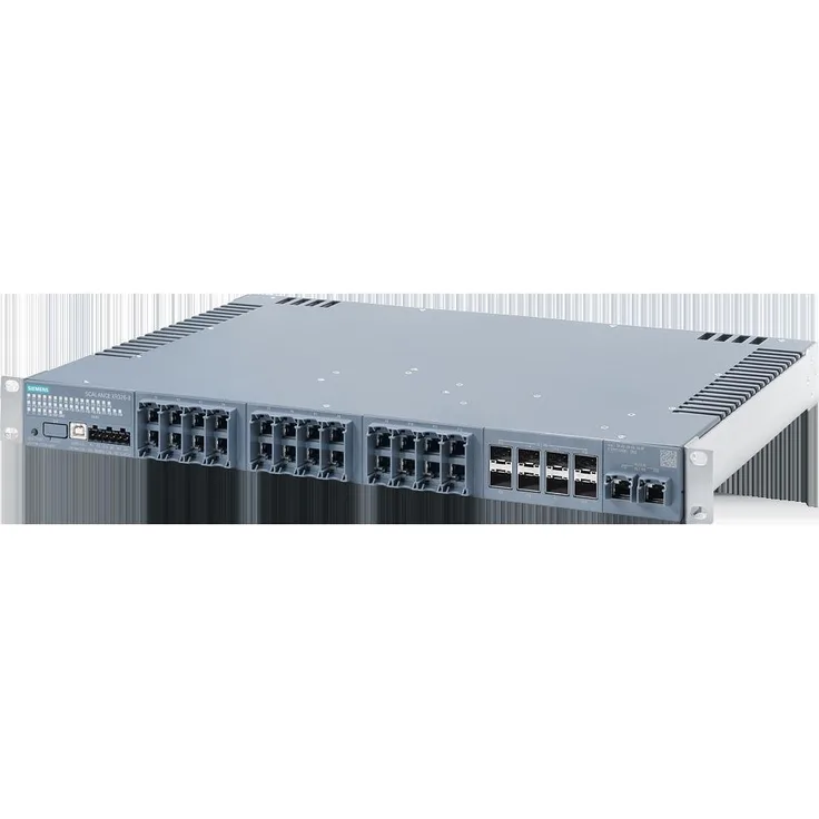 Siemens Scalance XR326-8, Managed Netzwerk Switch mit 24x 100/1000 Mbit/s RJ45 Ports, 8x 1G/10G SFP+ Ports, LED-Diagnose, 19" Rack, DC 24V