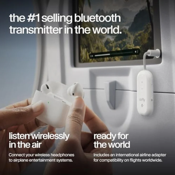 Twelve South AirFly Pro 2 Deluxe, Bluetooth-Audio-Transmitter mit 25+ Stunden Akku, aptX, Dual-Pairing, Weiß, inkl. Transporttasche und USB-C-Kabel – Bild 2