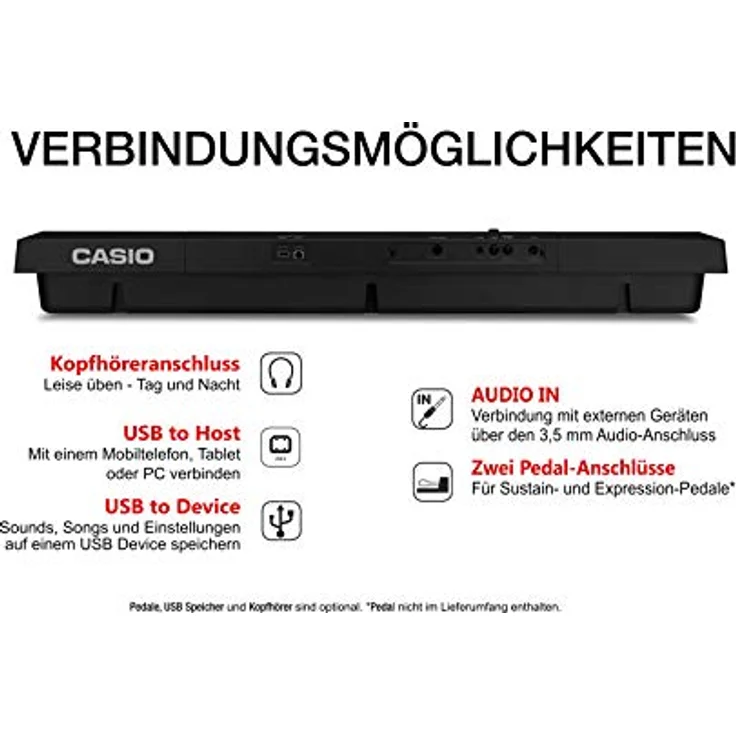 Casio CT-X3000 Top Keyboard mit 61 anschlagdynamischen Standardtasten und Begleitautomatik, schwarz – Bild 4